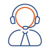help desk management software Person With Headset Icon Blue