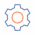 Gear Blue and Orange Gear Icon
