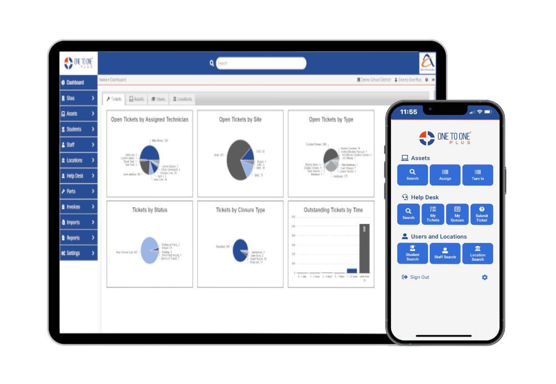 Mobile views for asset assignment and ticketing