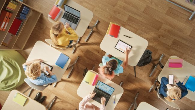 classroom from above technology in the classroom
