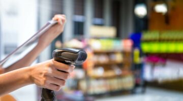 barcode scanner being used barcode scanner being used