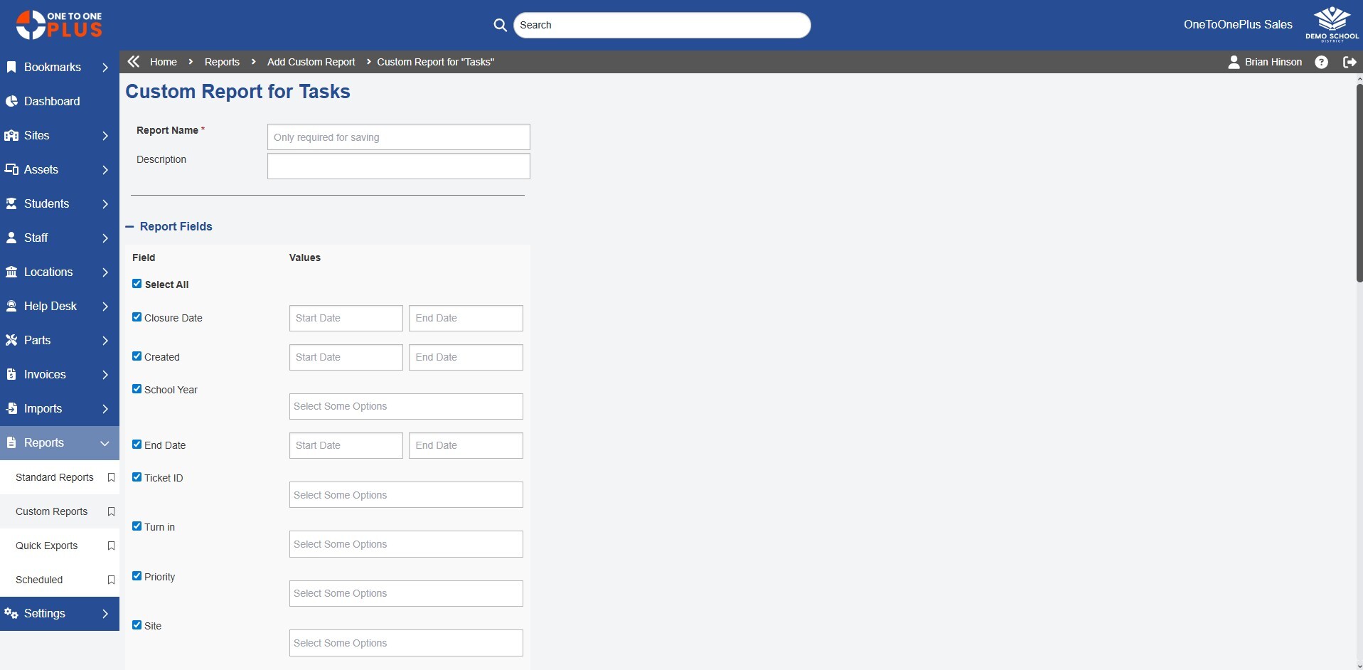 Mobile views for asset assignment and ticketing