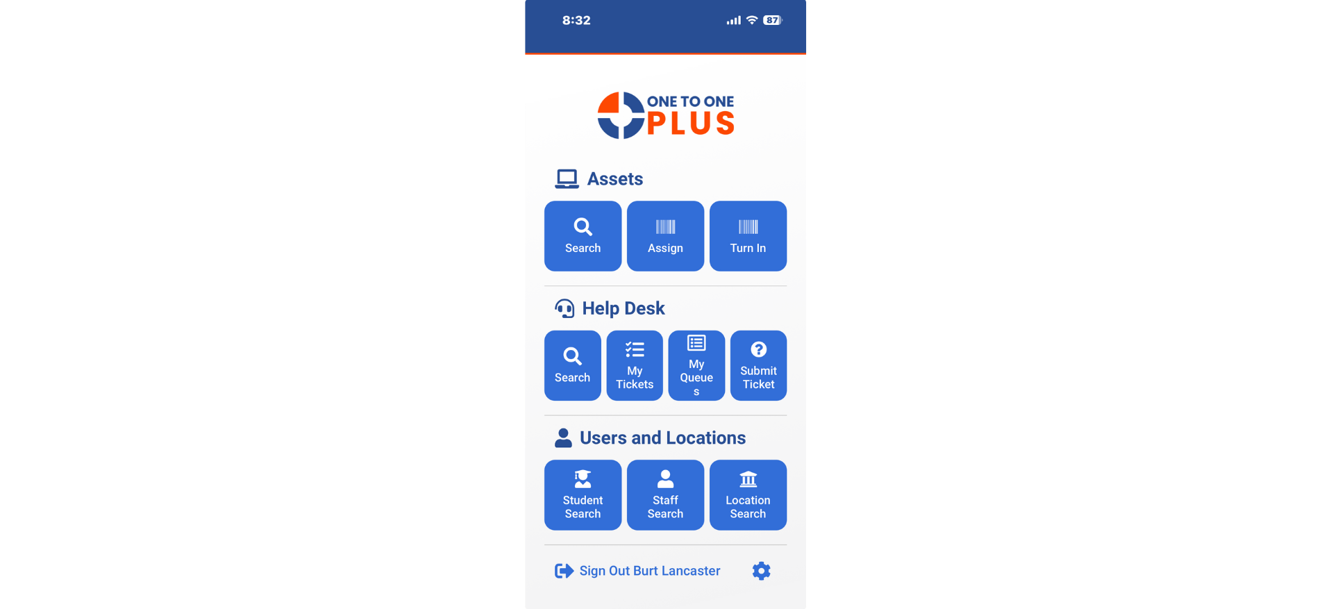 Mobile views for asset assignment and ticketing